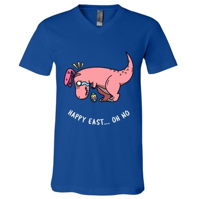 Happy Easter Oh No Funny TRex Egg Hunt V-Neck T-Shirt