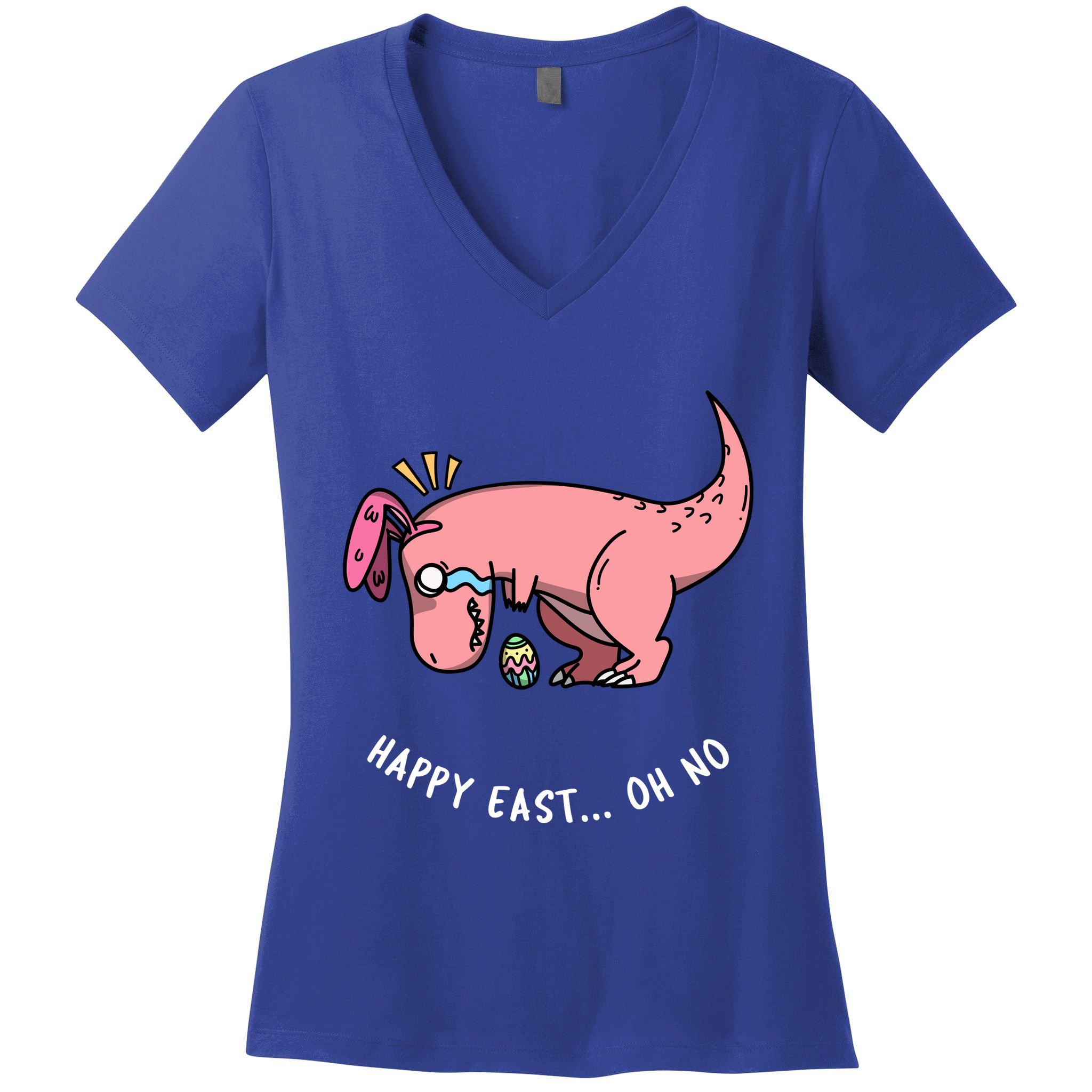 Happy Easter Oh No Funny TRex Egg Hunt Women's V-Neck T-Shirt