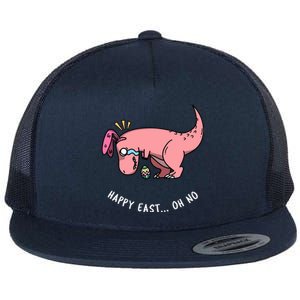 Happy Easter Oh No Funny TRex Egg Hunt Flat Bill Trucker Hat