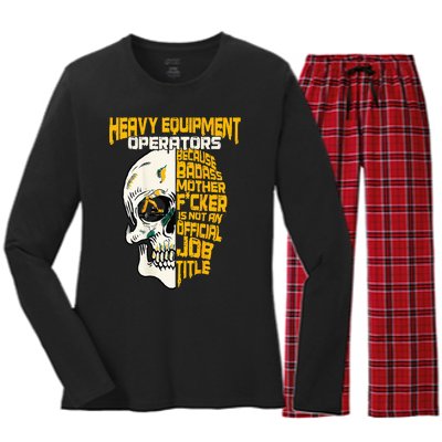 Heavy Equipment Operator Design On Back Of Clothing Women's Long Sleeve Flannel Pajama Set 