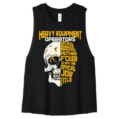 Heavy Equipment Operator Design On Back Of Clothing Women's Racerback Cropped Tank