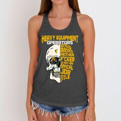 Heavy Equipment Operator Design On Back Of Clothing Women's Knotted Racerback Tank