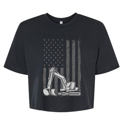 Heavy Equipment Operator Excavator Us Independence Day Bella+Canvas Jersey Crop Tee