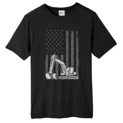 Heavy Equipment Operator Excavator Us Independence Day Tall Fusion ChromaSoft Performance T-Shirt