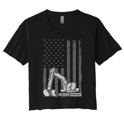 Heavy Equipment Operator Excavator Us Independence Day Women's Crop Top Tee