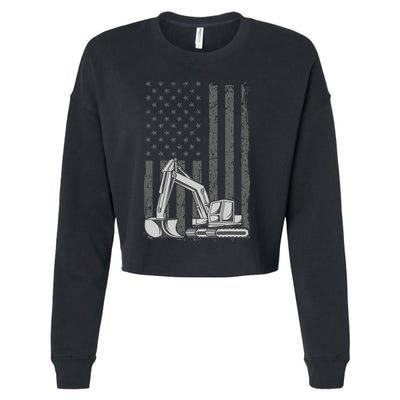 Heavy Equipment Operator Excavator Us Independence Day Cropped Pullover Crew