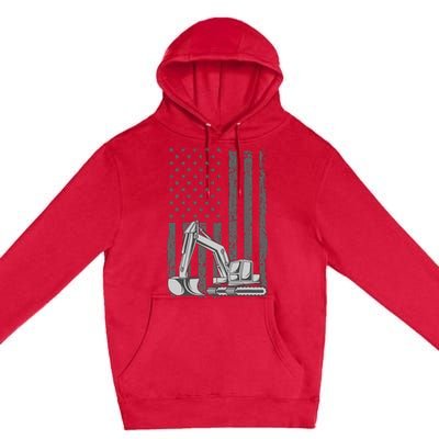 Heavy Equipment Operator Excavator Us Independence Day Premium Pullover Hoodie