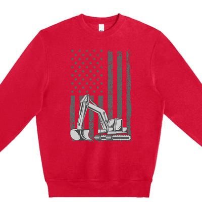 Heavy Equipment Operator Excavator Us Independence Day Premium Crewneck Sweatshirt