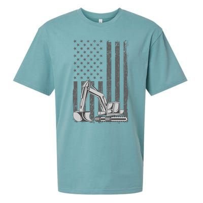 Heavy Equipment Operator Excavator Us Independence Day Sueded Cloud Jersey T-Shirt