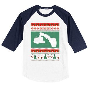 Heavy Equipment Operator Ugly Christmas Baseball Sleeve Shirt