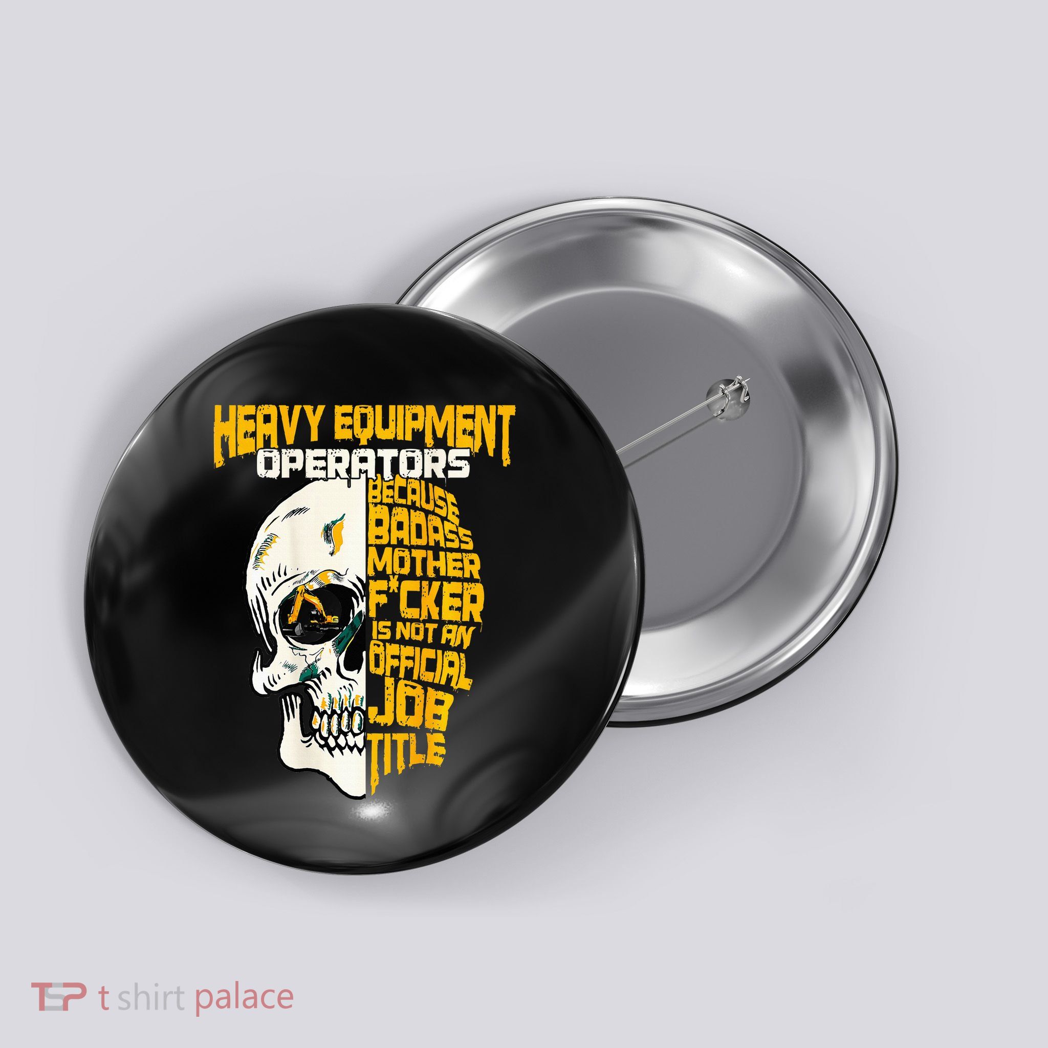 Heavy Equipt Operator Design On Back Of Clothing Button