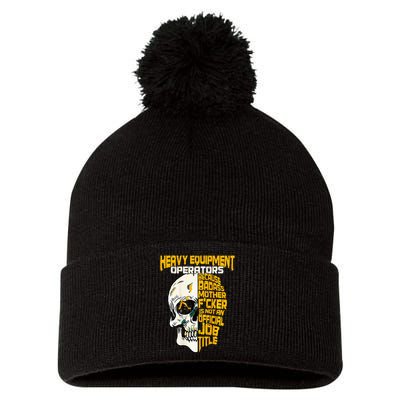 Heavy Equipt Operator Design On Back Of Clothing Pom Pom 12in Knit Beanie