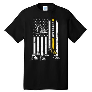 Heavy Equipment Operator Usa Flag Operator Gift Tall T-Shirt