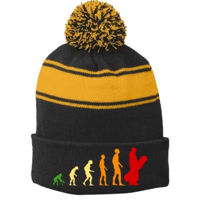 Human Evolution Of Snowboarding Stripe Pom Pom Beanie