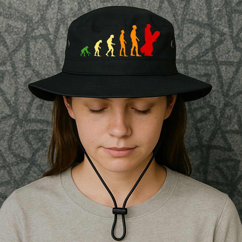 Human Evolution Of Snowboarding Bucket Hat