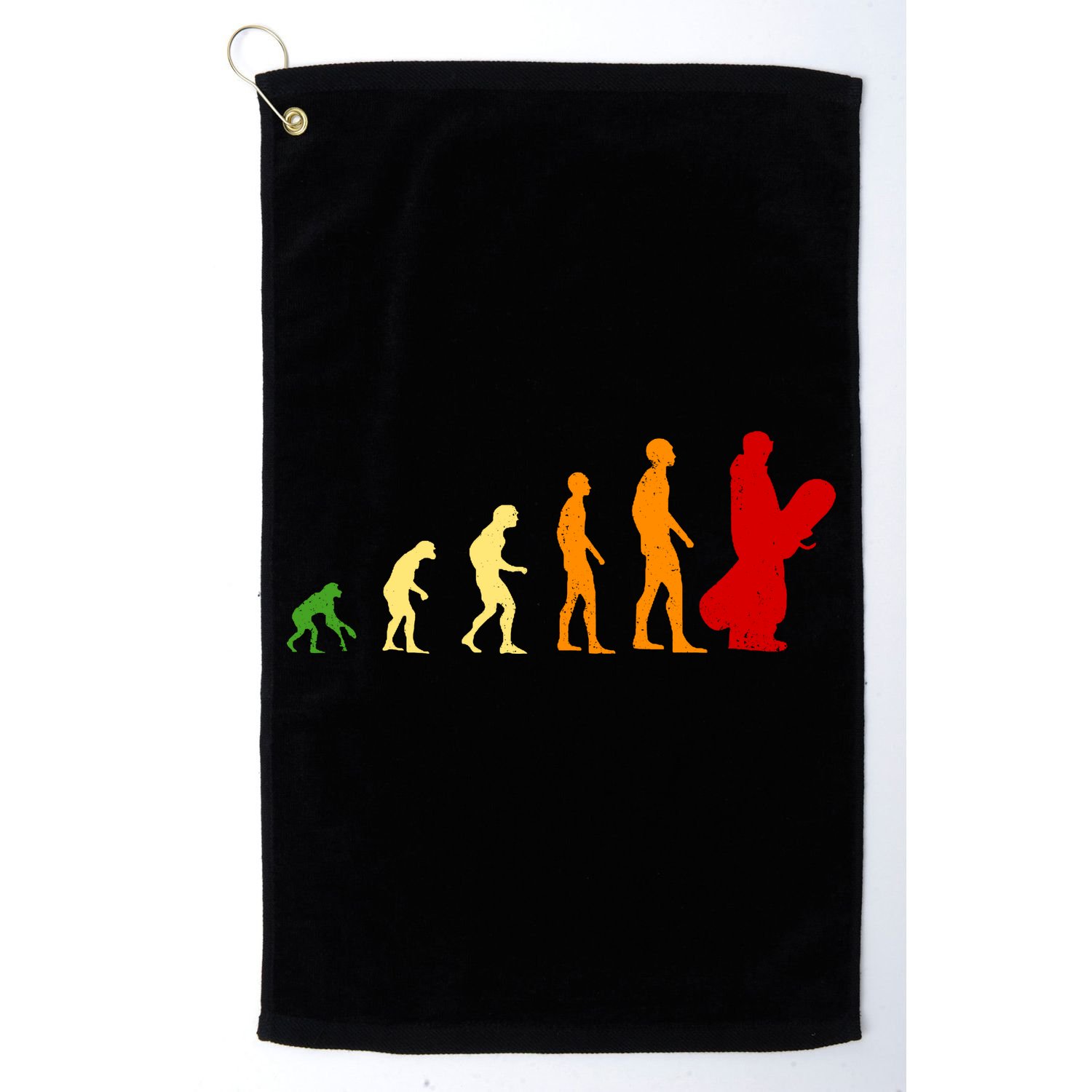 Human Evolution Of Snowboarding Golf Towel