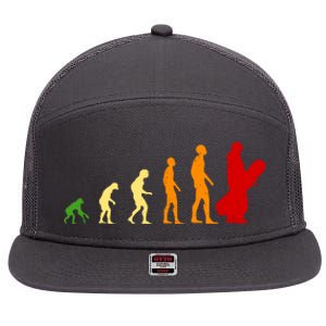 Human Evolution Of Snowboarding 7 Panel Mesh Trucker Snapback Hat