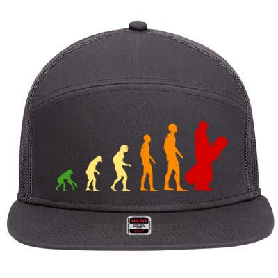 Human Evolution Of Snowboarding 7 Panel Mesh Trucker Snapback Hat