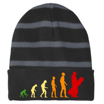 Human Evolution Of Snowboarding Striped Beanie with Solid Band