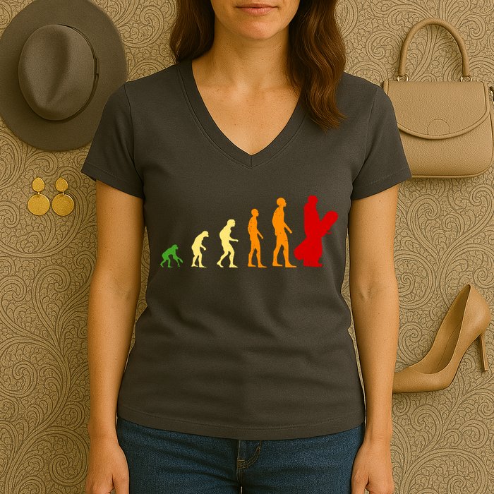 Human Evolution Of Snowboarding Women's V-Neck T-Shirt