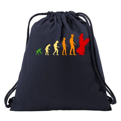 Human Evolution Of Snowboarding Drawstring Bag