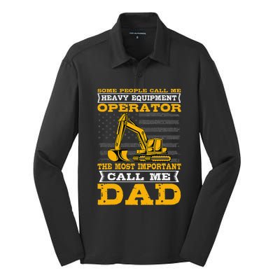 Heavy Equipment Operator Excavator Fathers Day Dad Silk Touch Performance Long Sleeve Polo