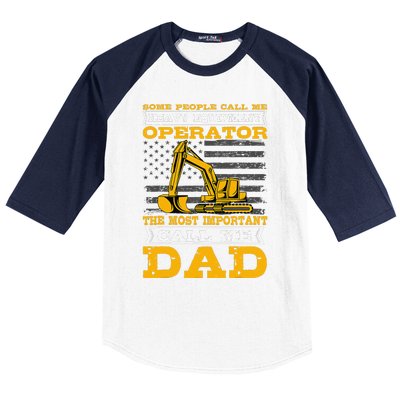 Heavy Equipment Operator Excavator Fathers Day Dad Baseball Sleeve Shirt