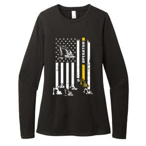 Heavy Equipment Operator USA Flag Operator Gift Womens CVC Long Sleeve Shirt