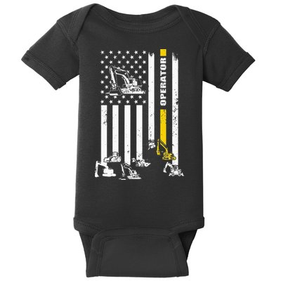 Heavy Equipment Operator USA Flag Operator Gift Baby Bodysuit