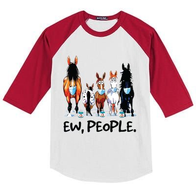 Horses Ew People Funny Horse Animal Lovers Gifts Kids Colorblock Raglan Jersey