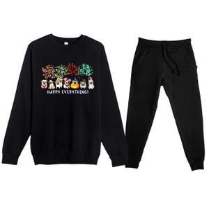 Happy Everything Pug Dog Seasons All Year Tree Lover Pug Premium Crewneck Sweatsuit Set