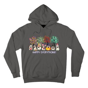 Happy Everything Pug Dog Seasons All Year Tree Lover Pug Hoodie