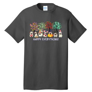 Happy Everything Pug Dog Seasons All Year Tree Lover Pug Tall T-Shirt