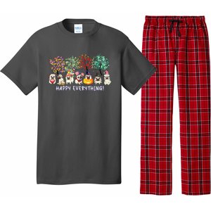 Happy Everything Pug Dog Seasons All Year Tree Lover Pug Pajama Set