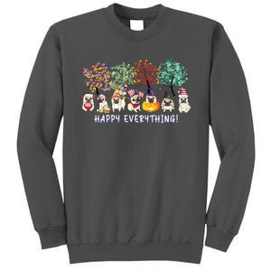 Happy Everything Pug Dog Seasons All Year Tree Lover Pug Tall Sweatshirt