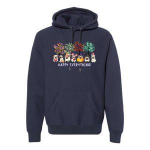 Happy Everything Pug Dog Seasons All Year Tree Lover Pug Premium Hoodie