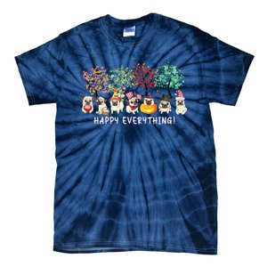 Happy Everything Pug Dog Seasons All Year Tree Lover Pug Tie-Dye T-Shirt