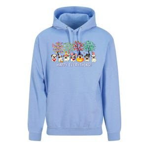 Happy Everything Pug Dog Seasons All Year Tree Lover Pug Unisex Surf Hoodie