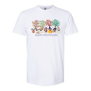 Happy Everything Pug Dog Seasons All Year Tree Lover Pug Softstyle CVC T-Shirt