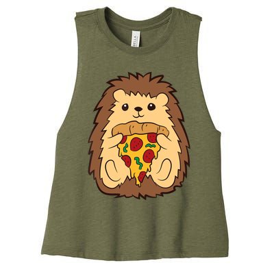 Hedgehog Eating Pizza Fast Food Pizza Hedgehog Women's Racerback Cropped Tank