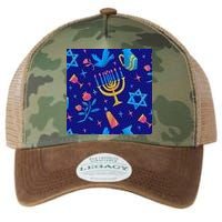 Hanukkah Elements Pattern Legacy Tie Dye Trucker Hat