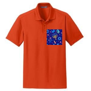 Hanukkah Elements Pattern Dry Zone Grid Polo