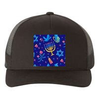 Hanukkah Elements Pattern Yupoong Adult 5-Panel Trucker Hat