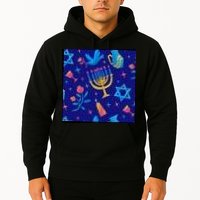 Hanukkah Elements Pattern Hoodie