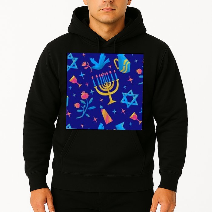 Hanukkah Elements Pattern Hoodie