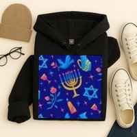 Hanukkah Elements Pattern Hoodie