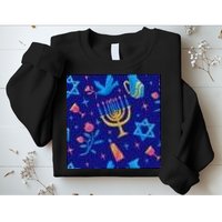 Hanukkah Elements Pattern Sweatshirt