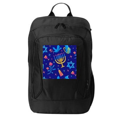 Hanukkah Elements Pattern City Backpack