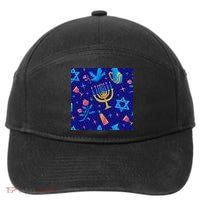 Hanukkah Elements Pattern 7-Panel Snapback Hat
