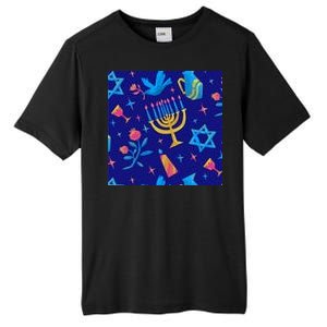 Hanukkah Elements Pattern Tall Fusion ChromaSoft Performance T-Shirt